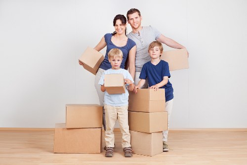 Packed boxes and furniture prepared for London removal