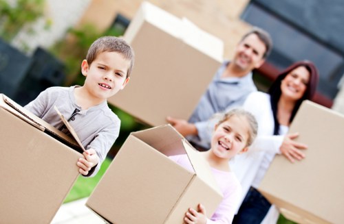 Packing and loading boxes for a London flat move