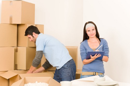 Packed boxes and furniture ready for local removals in London