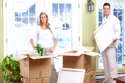 Prepared furniture items ready for pick-up from a London flat