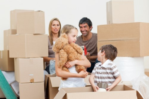 Packed moving boxes prepared for a man and van removal service